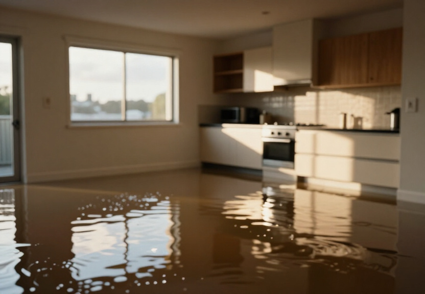 Flooded shed in Mulgoa before cleanup